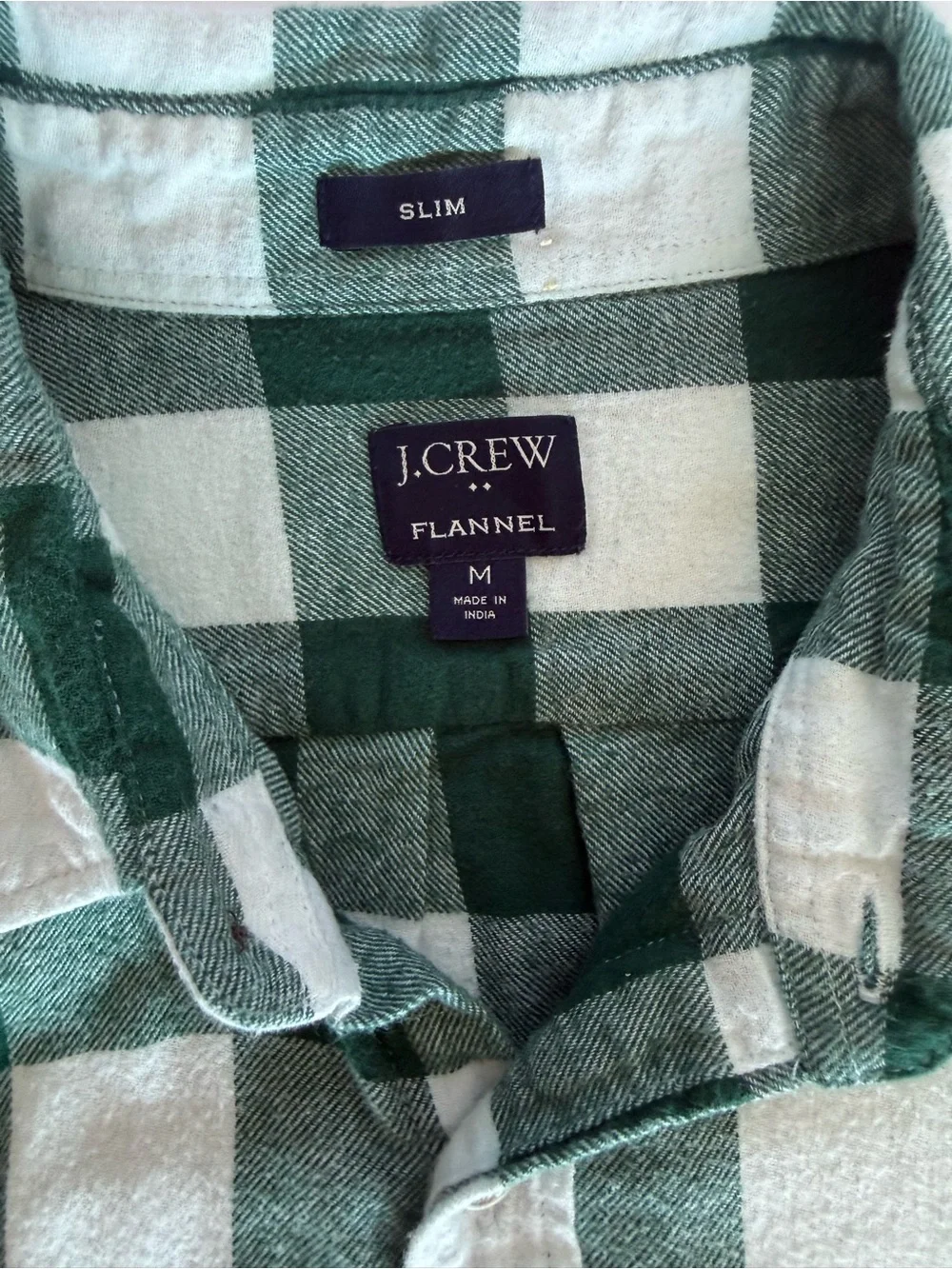 J. Crew Green and Cream Large-Check Button-Down Shirt
